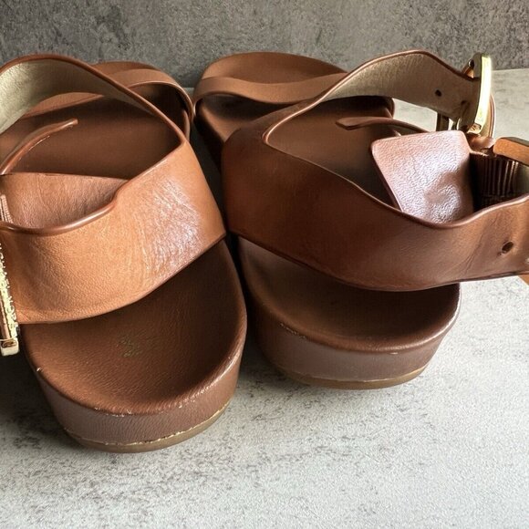 Michael Kors Tan Brown Strappy Leather Sandals Size 7.5 M - Picture 9 of 12